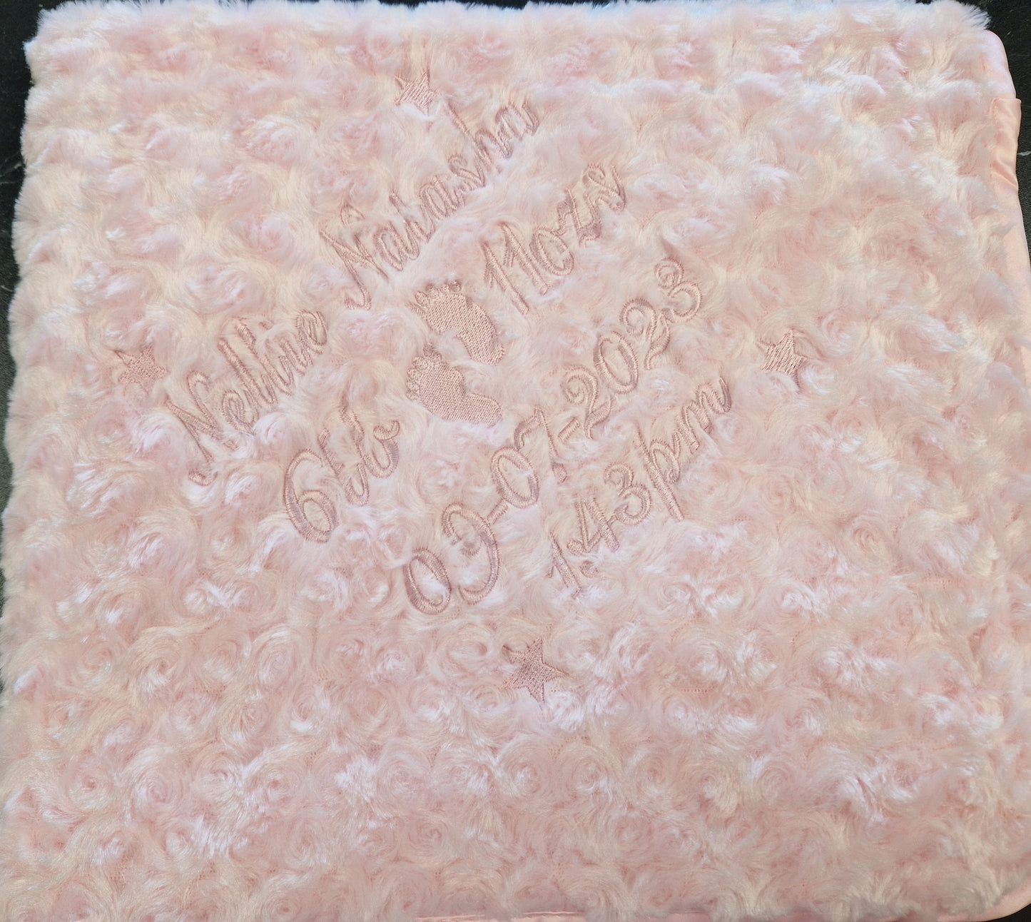 Personalised Baby Name, Time, Date Of Birth & Weight "Soft Rose" Wrap