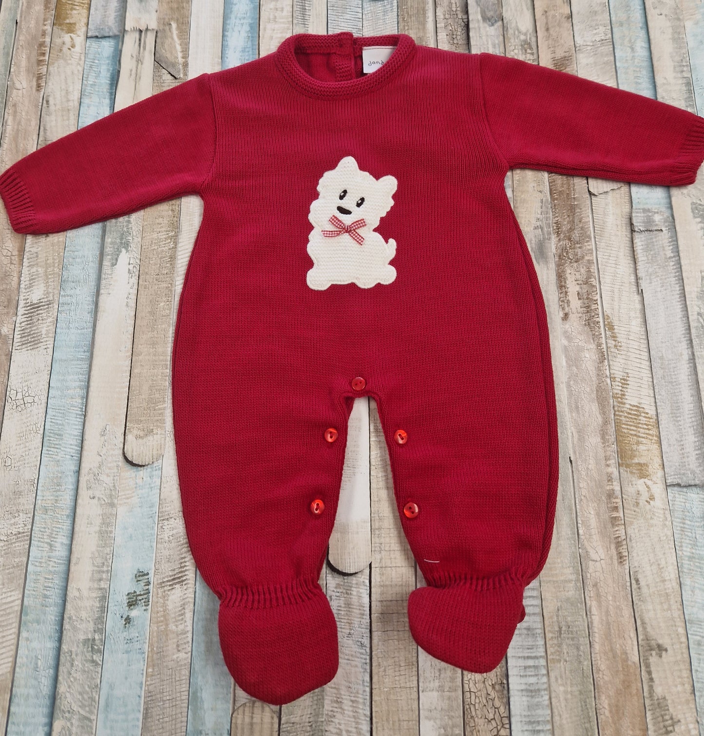 Dandelion Unisex Baby Red Scotty Dog Onesie