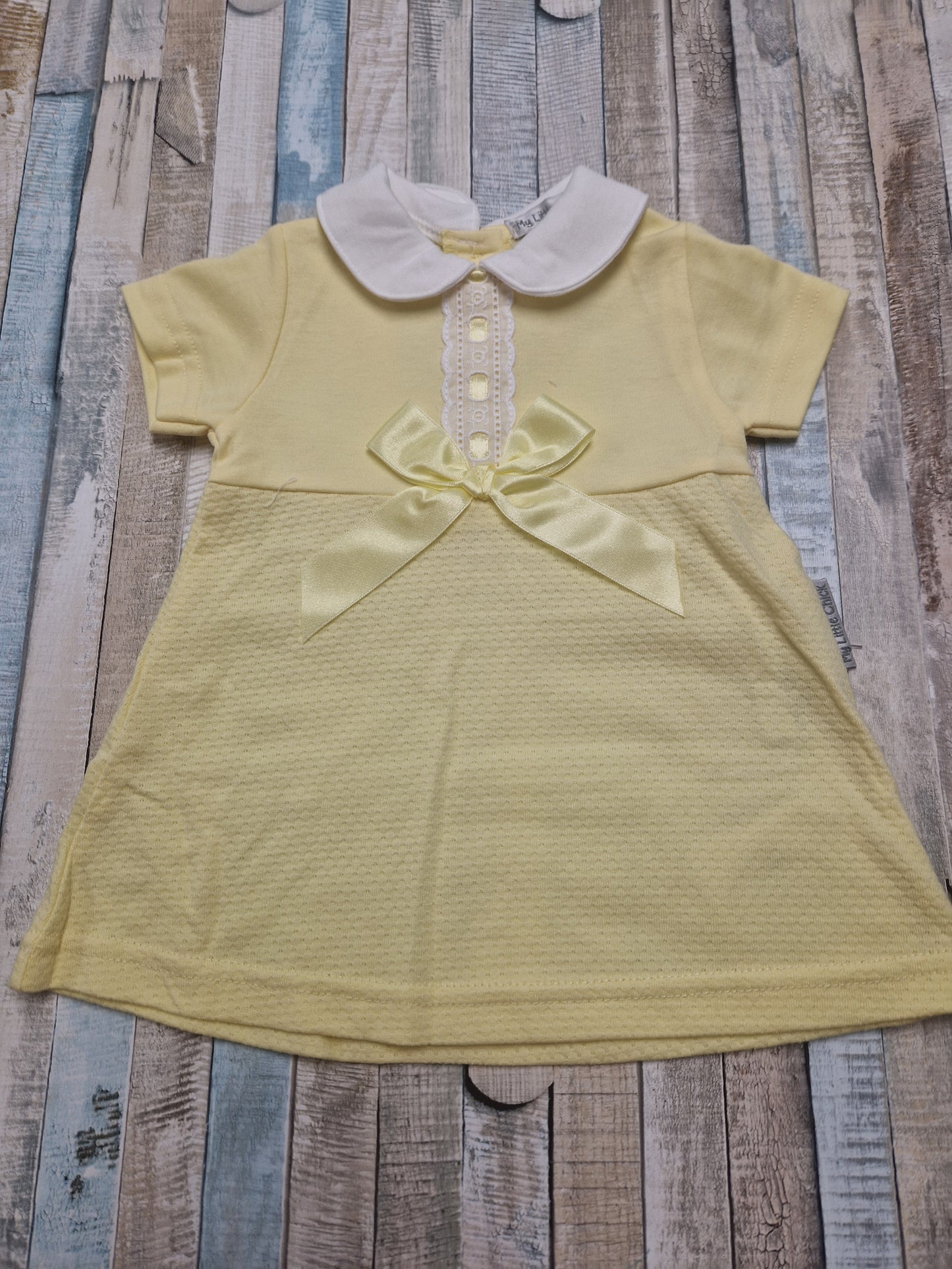 Baby Girls Lemon Dress With White Peter Pan Collar