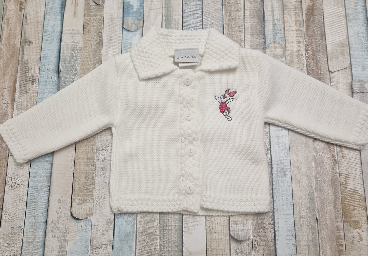 Baby White Cardigan With Pink Piglet