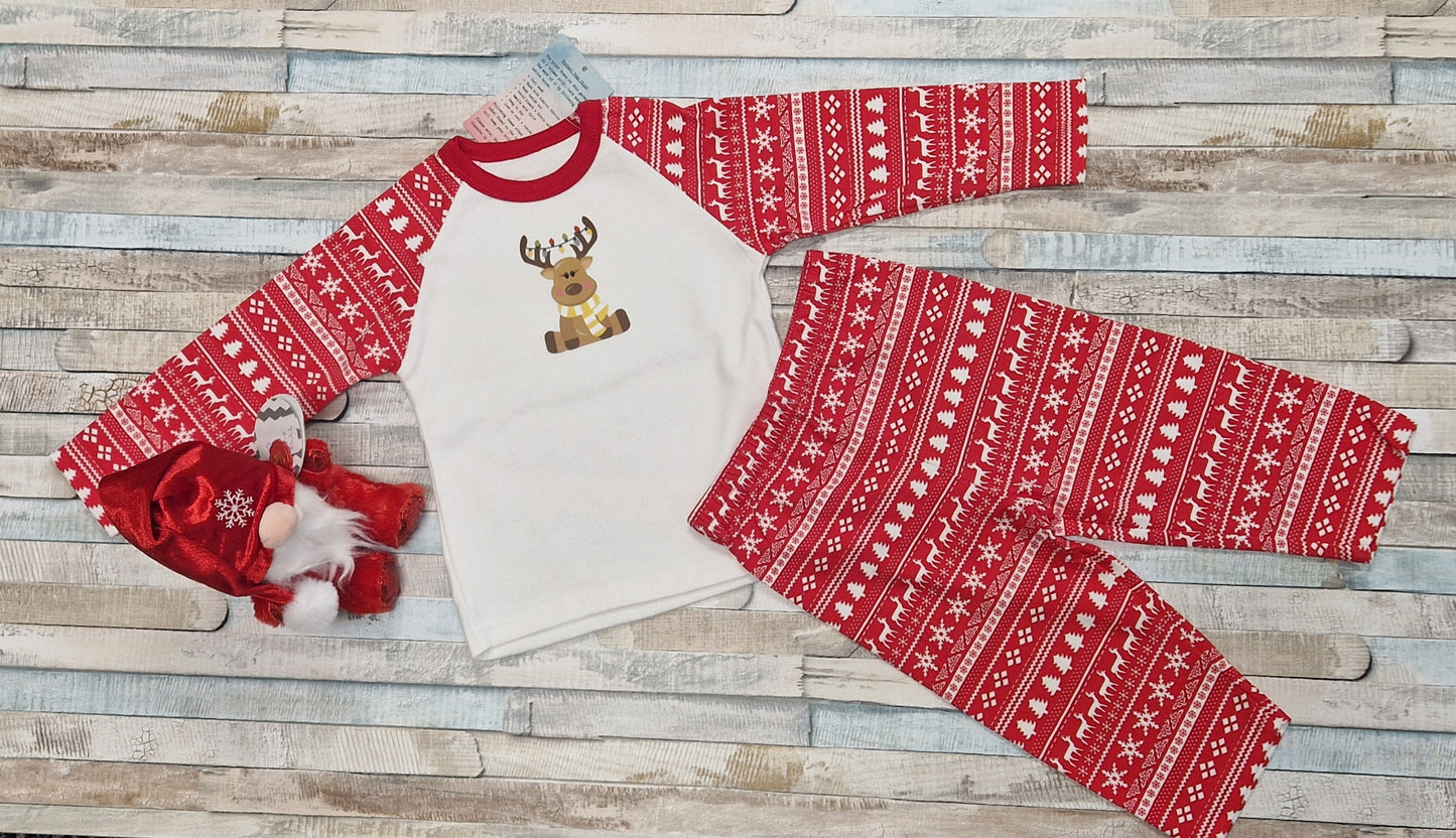 Personalised Red And White Christmas Pyjamas