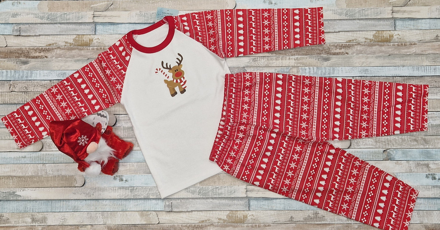 Personalised Red And White Christmas Pyjamas