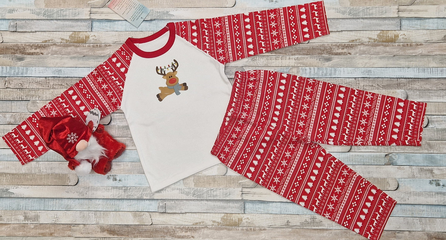 Personalised Red And White Christmas Pyjamas