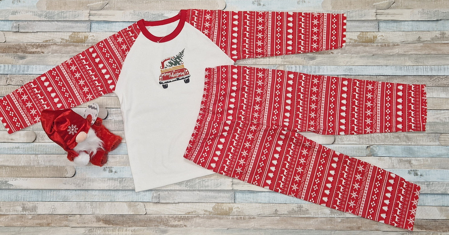 Personalised Red And White Christmas Pyjamas