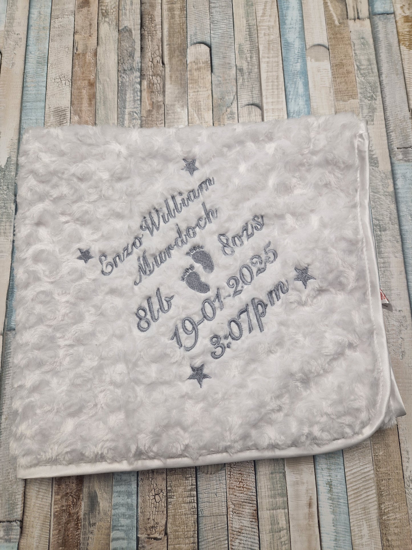 Personalised Baby Name, Time, Date Of Birth & Weight "Soft Rose" Wrap