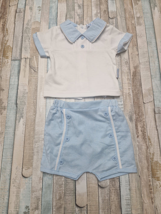 Baby Boys White And Blue Short Set