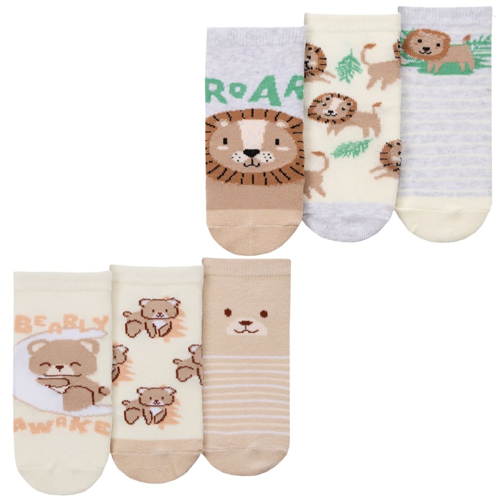 Baby Boys Lion Or Bear Design 3 Pairs Socks