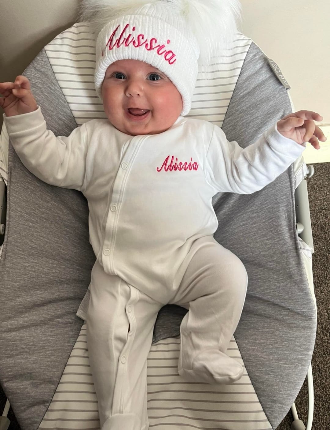 Personalised Baby White Sleepsuit