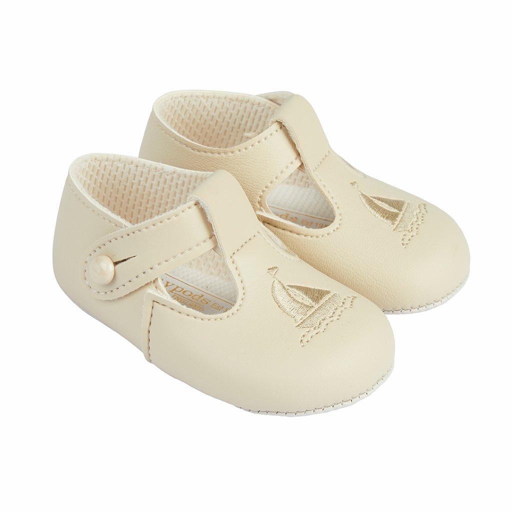 Baby Boys Soft Beige Shoe Boat Design