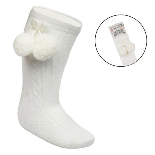 Unisex Baby Cream Pom Pom Socks