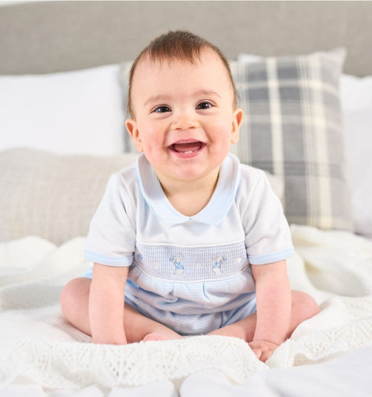 Baby Boys Dandelion Smocked Rabbit Romper