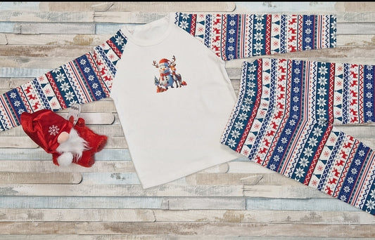 Personalised Red And Blue Christmas Design Pyjamas