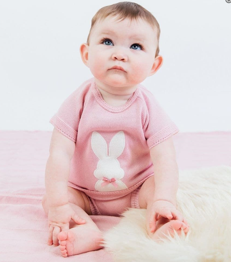 Nana's Special Buys Baby Girls Dusky Pink Rabbit Short Set