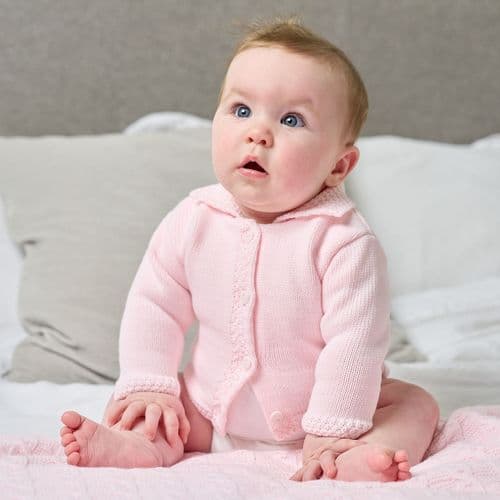 Personalised Pink Baby Girls Cardigan With Collar