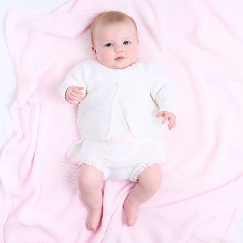 Baby Girls White Pearl Flower Matinee Cardigan