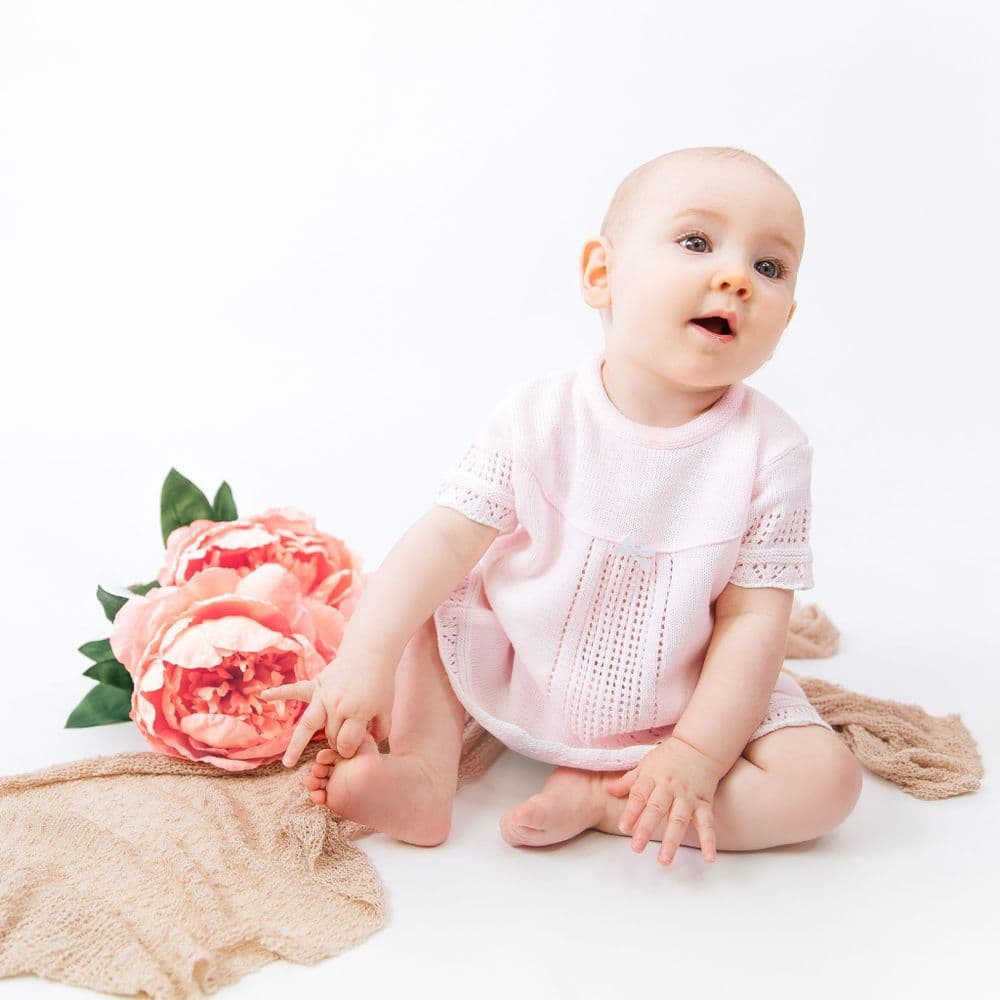 Nana's Special Buys Bay Girls Pink Pointelle Dress