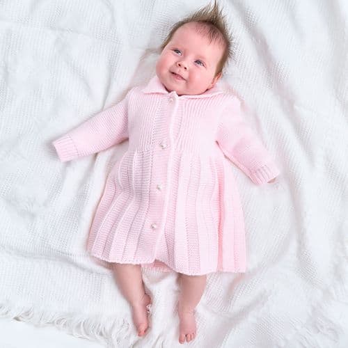 Baby Girls Pink Knitted Pearl Button Cardigan