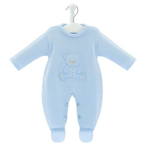Nana's Special Buys Baby Boys Knitted Blue Teddy Onesie