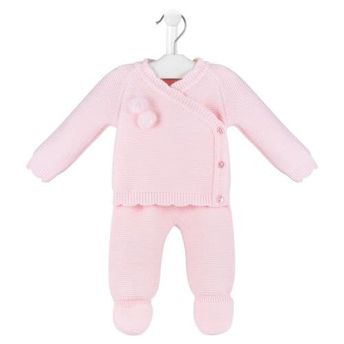 Baby Girls Pink 2 Piece Crossover Knitted Set