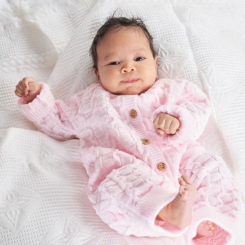 Baby Girls Pink Basket Weave Footless Onesie