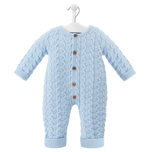 Baby Boys Blue Basket Weave Footless Onesie