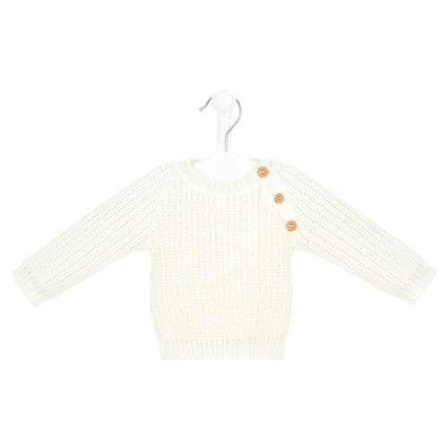 Unisex Baby White Chunky Knit Jumper