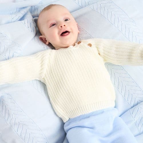 Unisex Baby White Chunky Knit Jumper