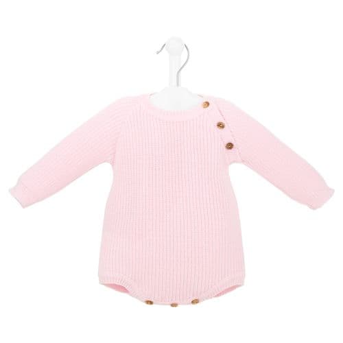 Baby Girls Pink Knitted Long Sleeved Romper