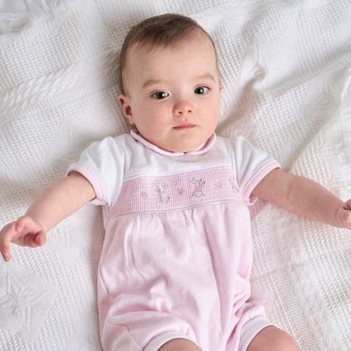 Baby Girls  Dandelion Smocked Rabbit Romper