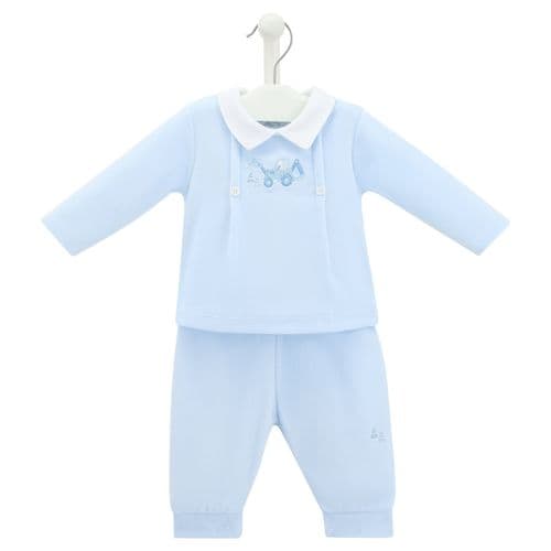 Baby Boys Blue Digger Design Top And Trouser Set