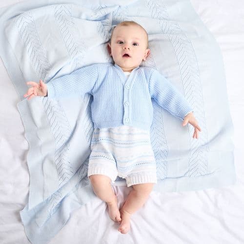 Baby Boys Ribbed Blue V Neck Cardigan