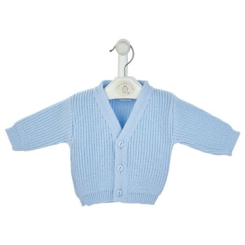 Baby Boys Ribbed Blue V Neck Cardigan