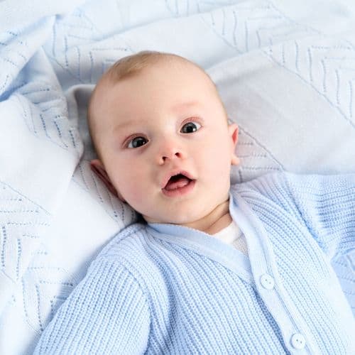 Baby Boys Ribbed Blue V Neck Cardigan