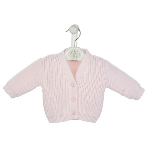 Baby Girls Pink Ribbed V Neck Cardigan