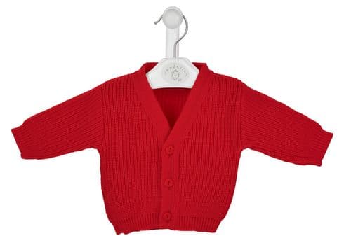 Unisex Baby Red Knitted V Neck Cardigan