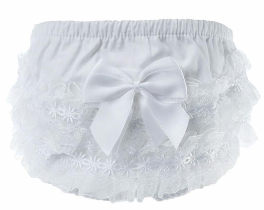 Nana's Special Buys Baby Girls White Frilly Pants