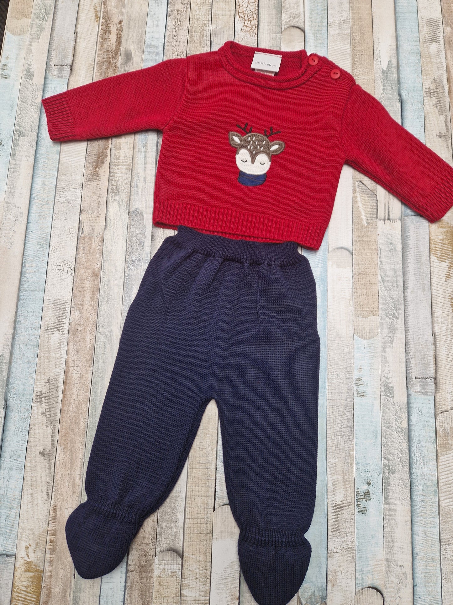 Nana's Special Buys Unisex Red And Navy Reindeer Set