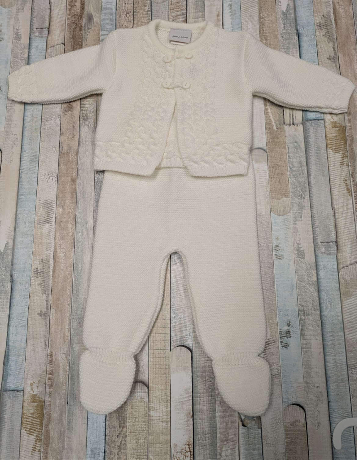 Nana's Special Buy White Cable Knitted Two Piece Set