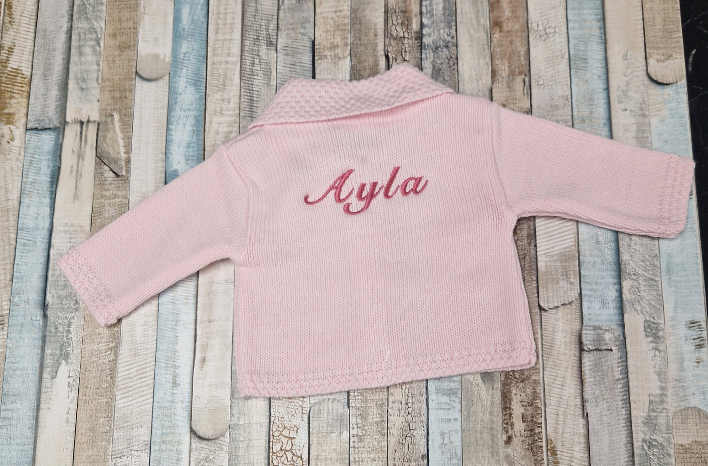 Personalised Pink Baby Girls Cardigan With Collar