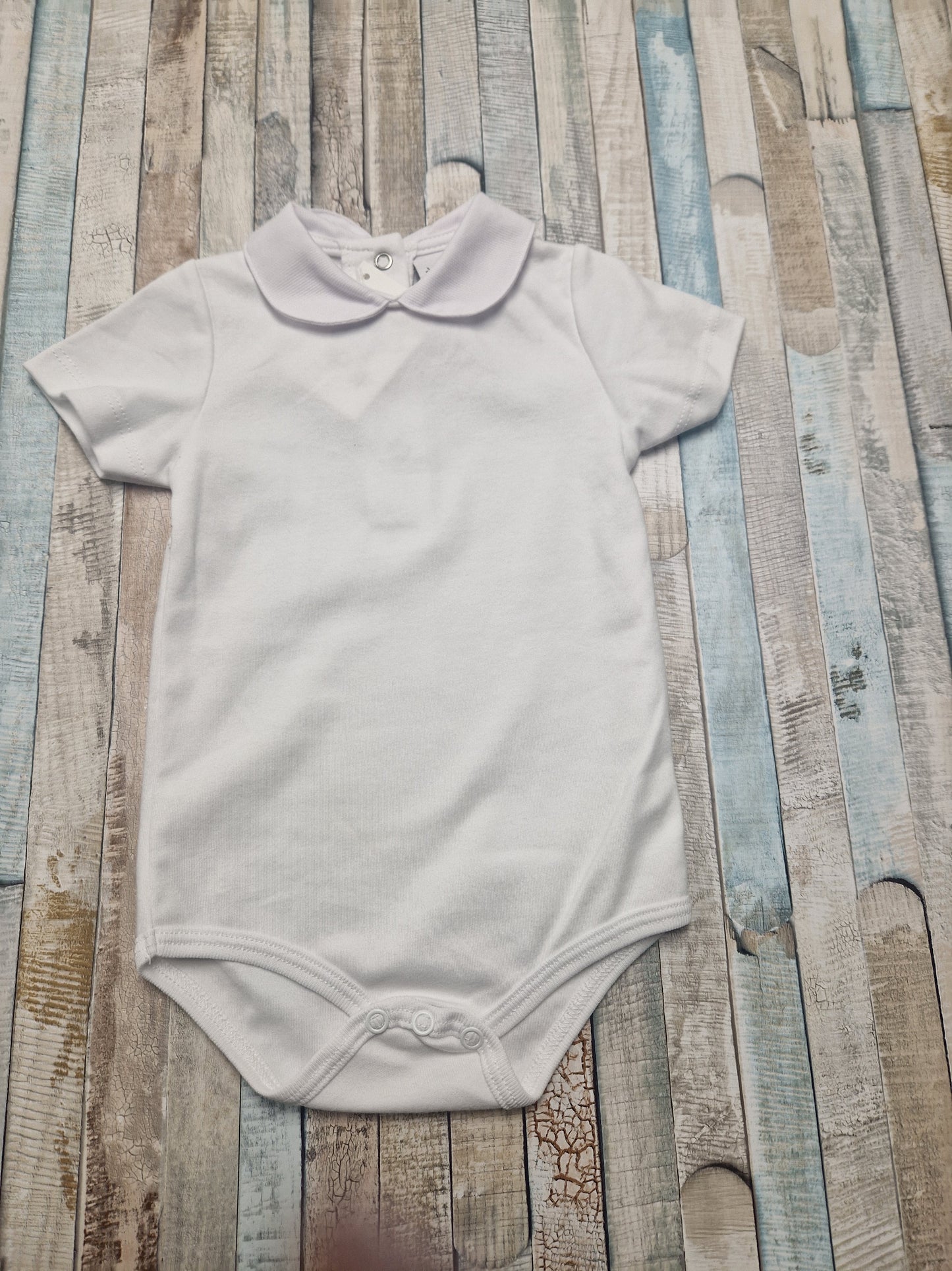 Nana's Special Buys White Body Suit With Rounded Collar