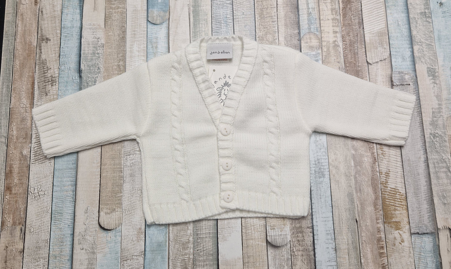 Personalised Baby White Cable V Neck Cardigan