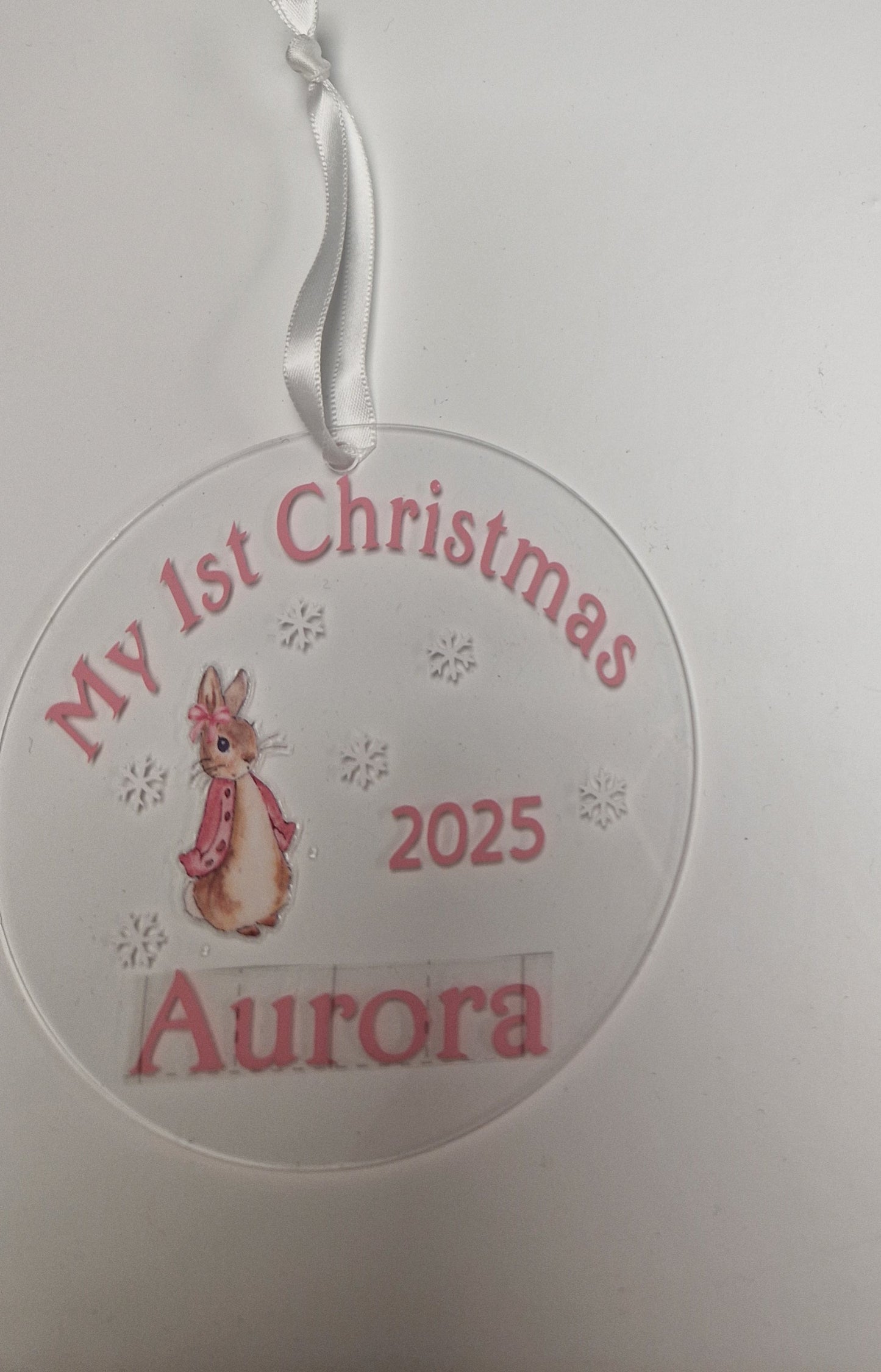 Baby Girls 1st Christmas Personalised Rabbit Disc