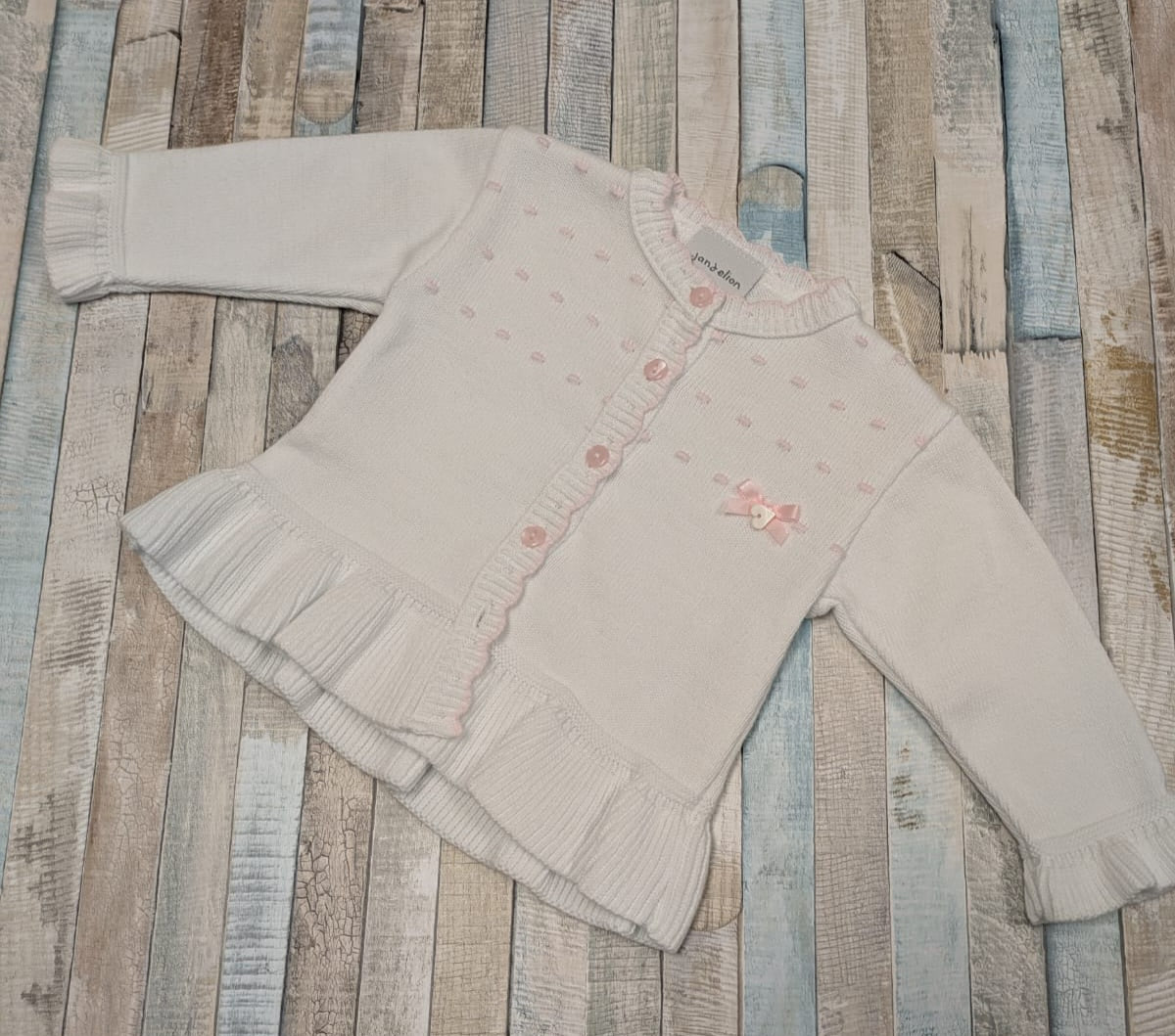 Nana's Special Buys Baby Girls White And Pink Cardigan