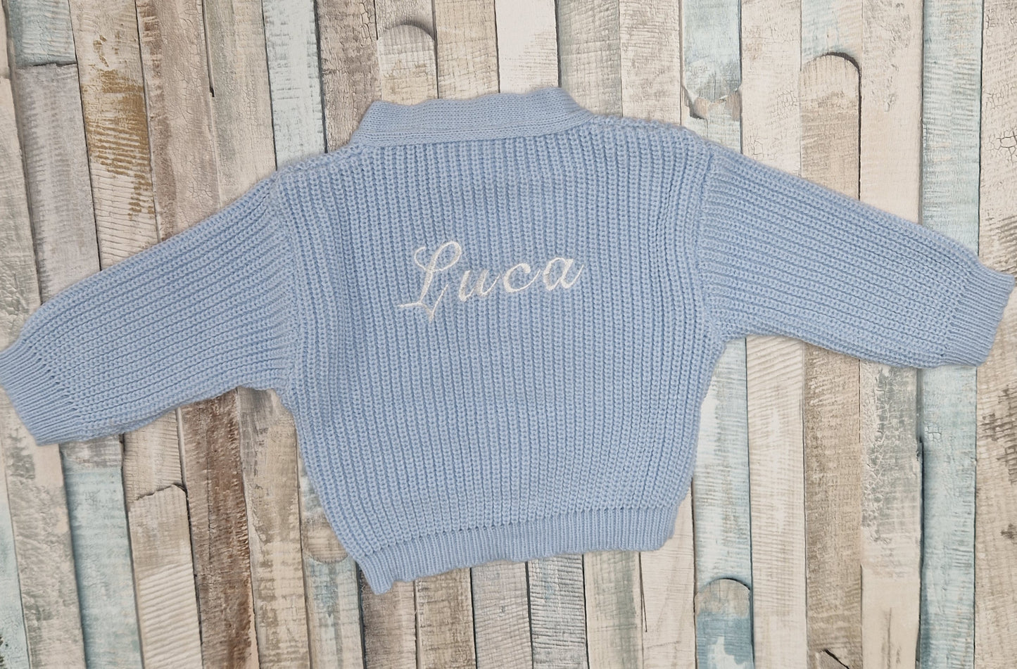 Personalised Blue Baby Boys Ribbed Cardigan
