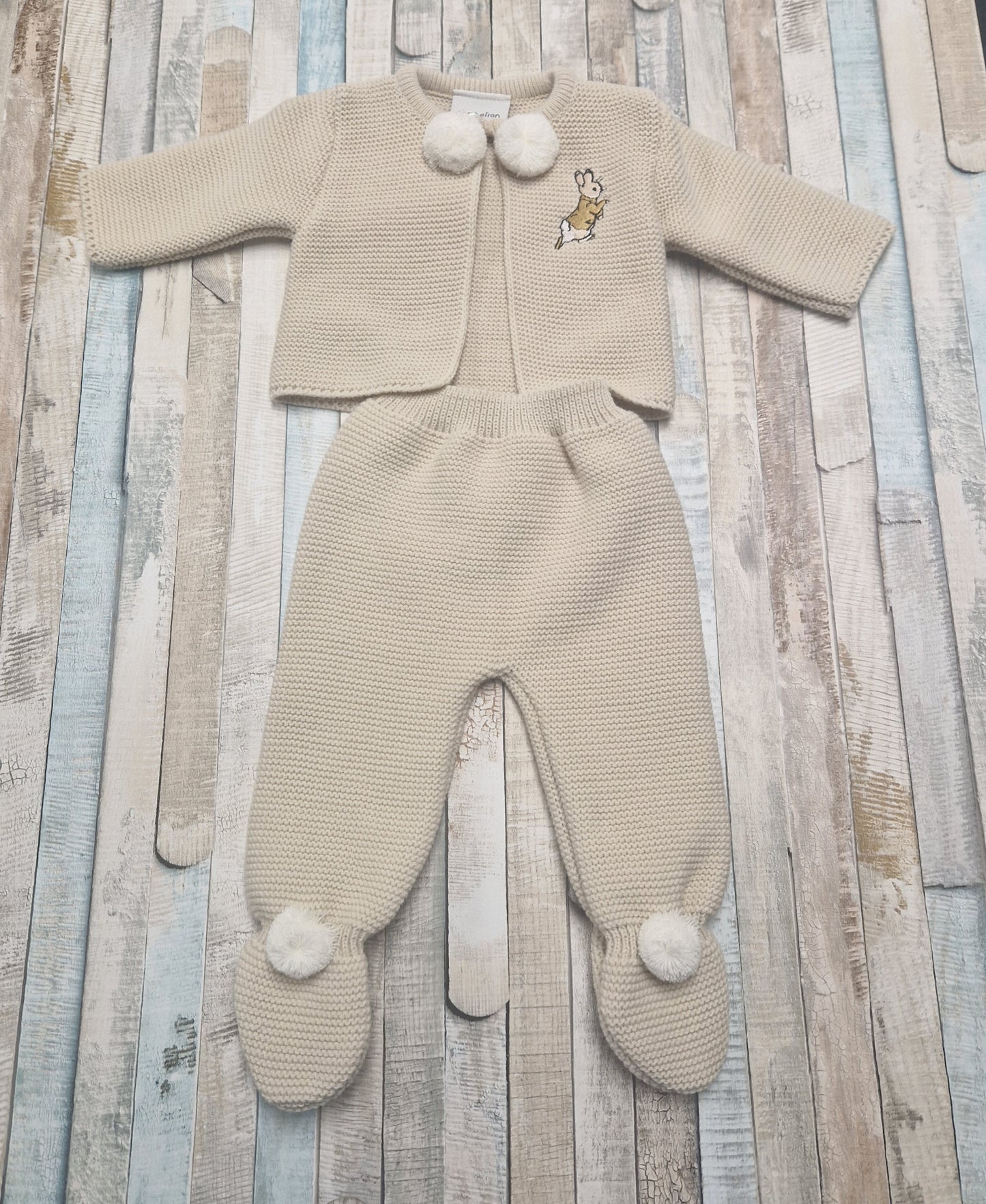 Nana's Special Buys Unisex Baby Beige Running Gold Rabbit Set