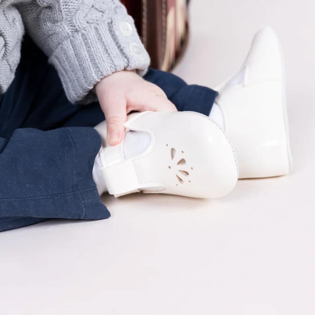 Baby White Petal Patent Shoe
