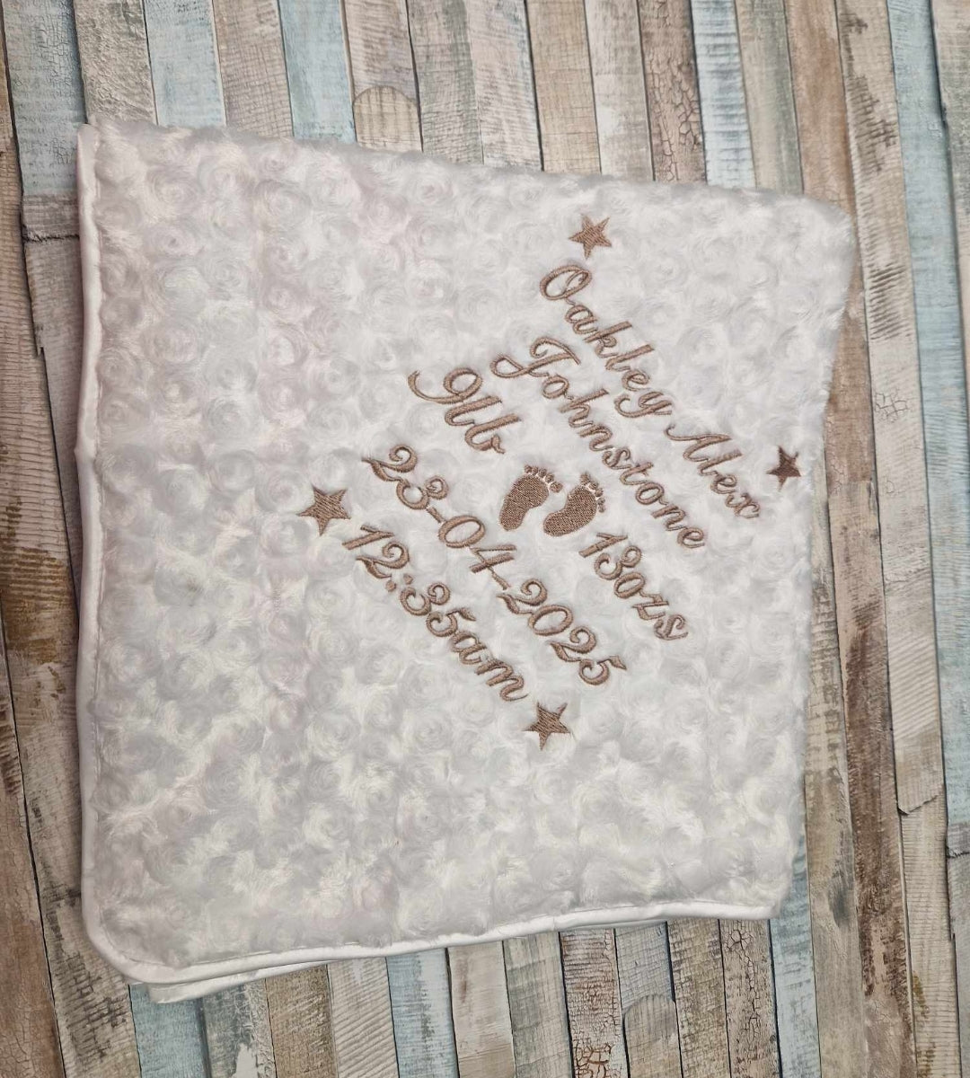 Personalised Baby Name, Time, Date Of Birth & Weight "Soft Rose" Wrap
