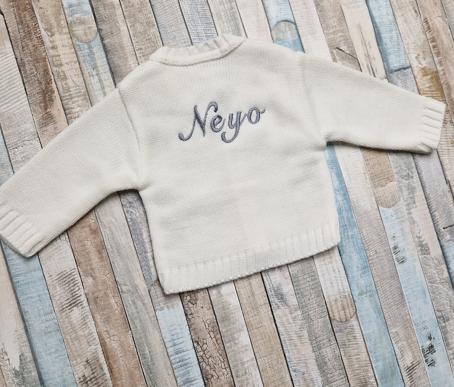 Personalised Baby White Cable V Neck Cardigan
