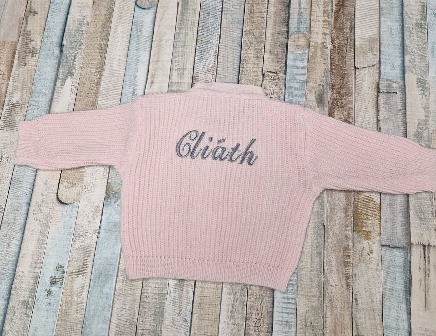 Personalised Pink Baby Girls Ribbed Cardigan