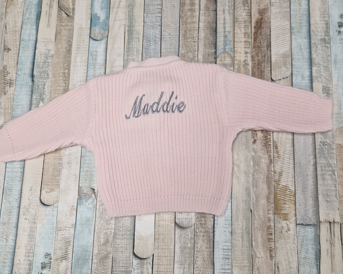 Personalised Pink Baby Girls Ribbed Cardigan